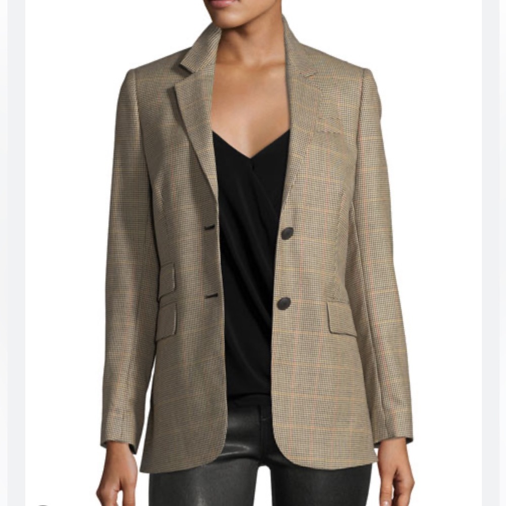 Rag & Bone Rona Two-Button Plaid Wool Blazer